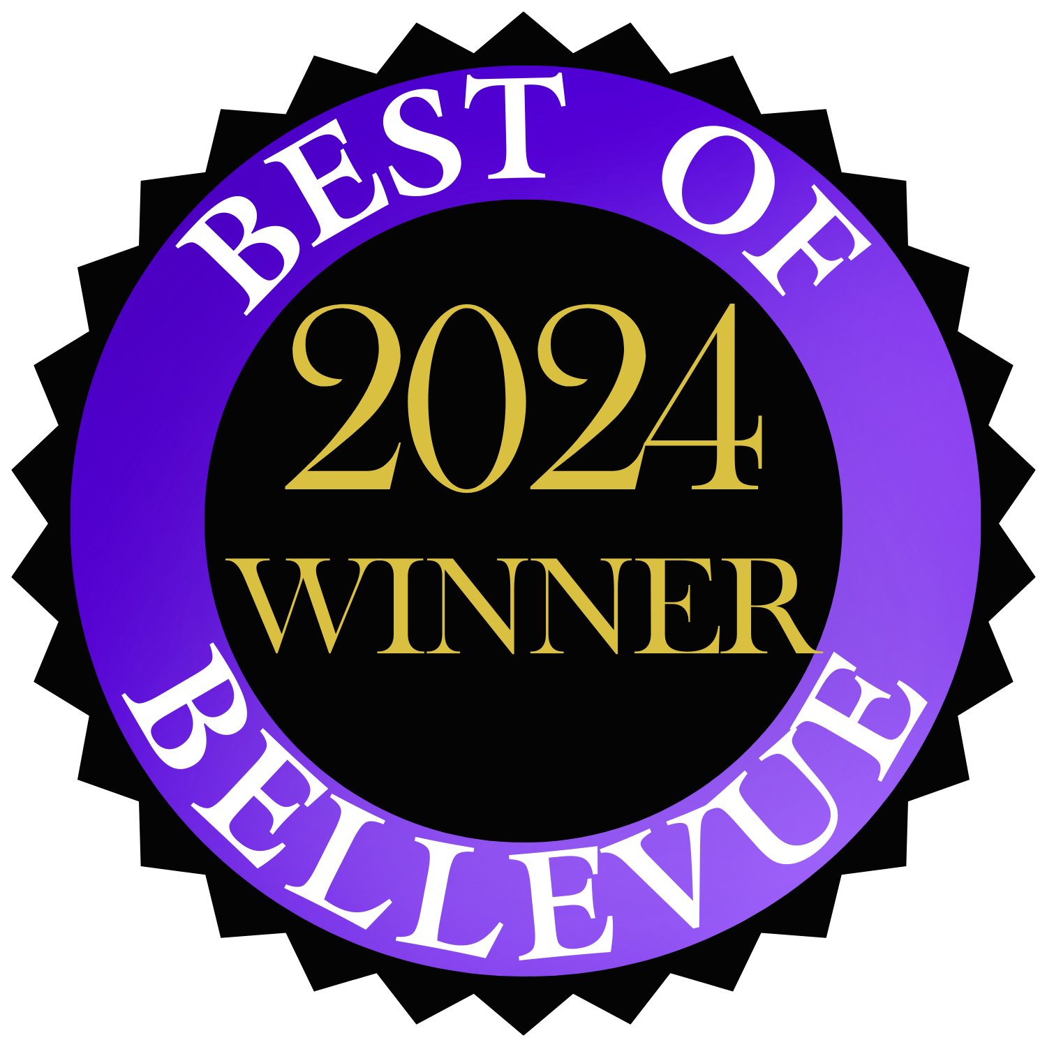 (Transparent) Large Best of Bellevue 2024 WINNER Badge Logo (1500 x 1500 px)